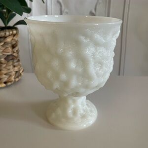 Elegant Milk Glass White Textured Goblet